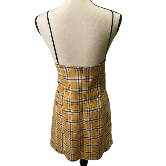 Urban Outfitters Mini Dress Sz Large Plaid Yellow Clueless 90s - Picture 3 of 9